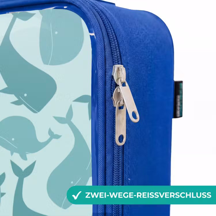 Kinderkoffer Blau - Stilisierte Wale in tonalen Meeresgrüntönen — 5
