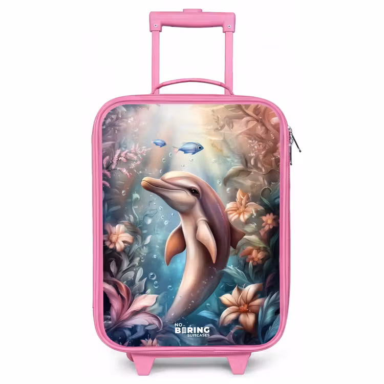 Kinderkoffer Rosa - Delfin und Fisch in der Unterwasserblumenwelt — 1
