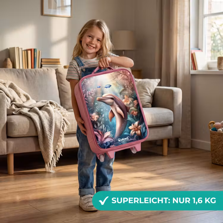 Kinderkoffer Rosa - Delfin und Fisch in der Unterwasserblumenwelt — 3
