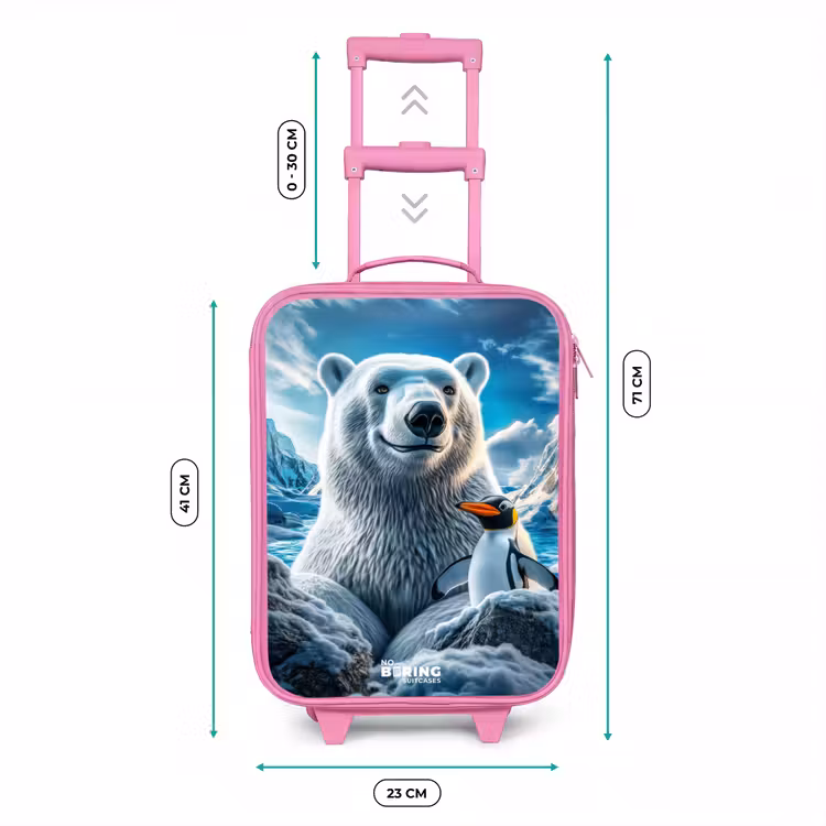 Kinderkoffer Rosa - Eisbär und Pinguin in verschneiter Berglandschaft — 7