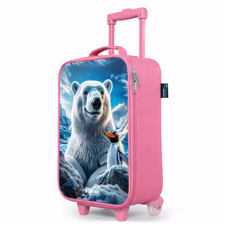 Kinderkoffer Rosa - Eisbär und Pinguin in verschneiter Berglandschaft — 8