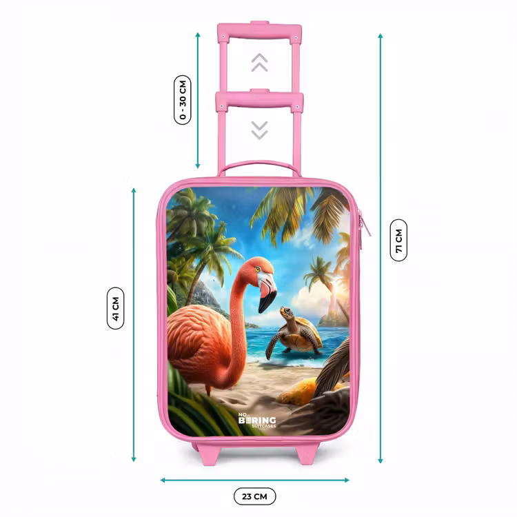 Kinderkoffer Rosa - Flamingo und Schildkröte am tropischen Strand — 7
