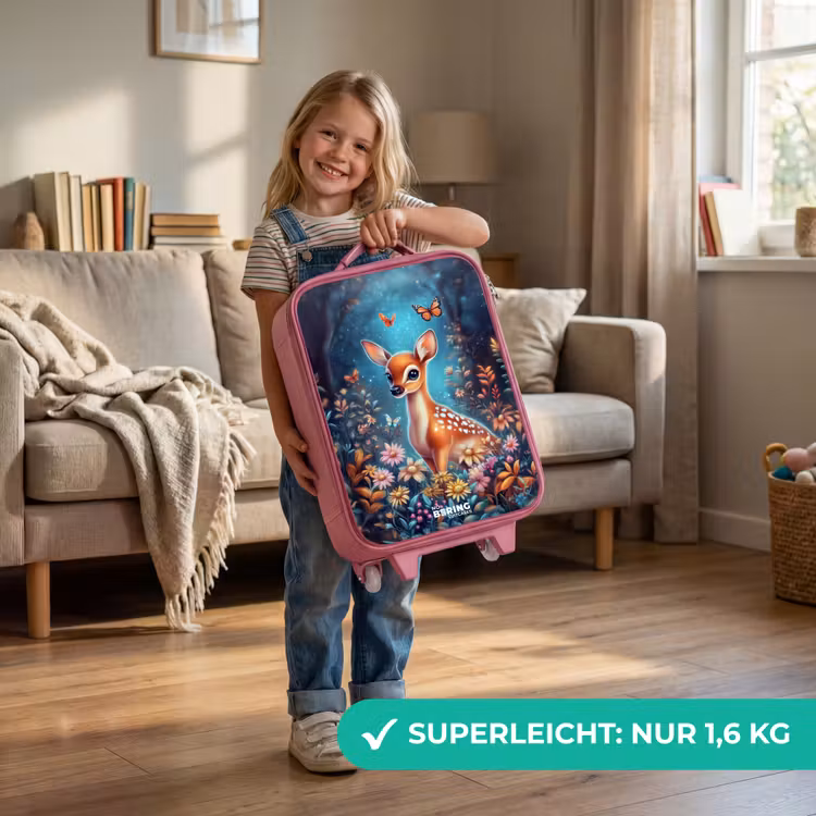 Kinderkoffer Rosa - Hirsche inmitten von Blumen im verwunschenen Wald — 3
