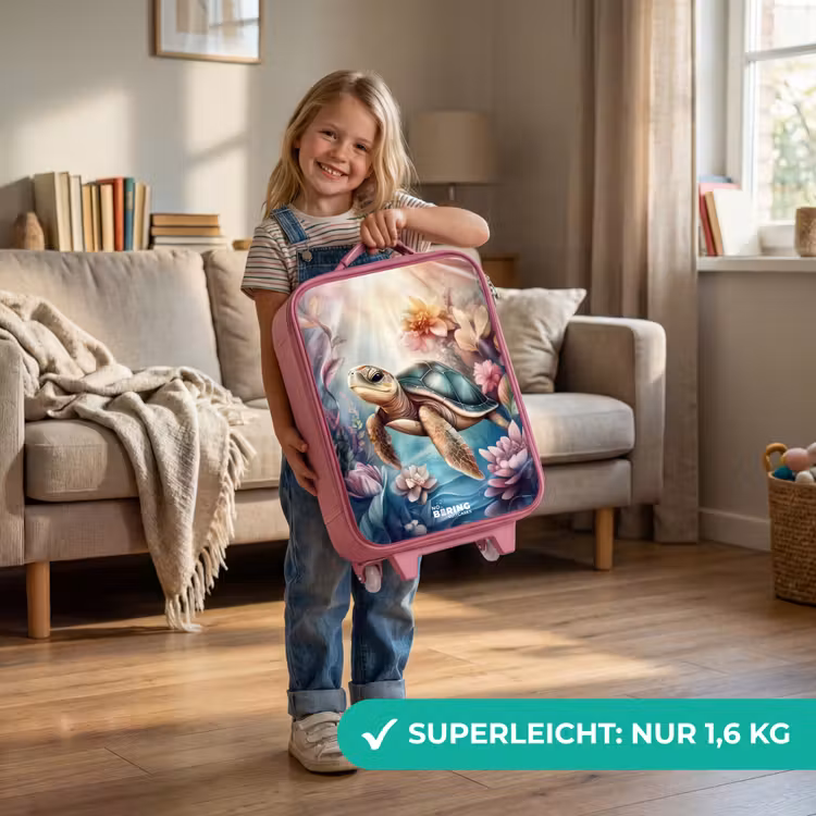 Kinderkoffer Rosa - Meeresschildkröte zwischen Unterwasserblumen — 3