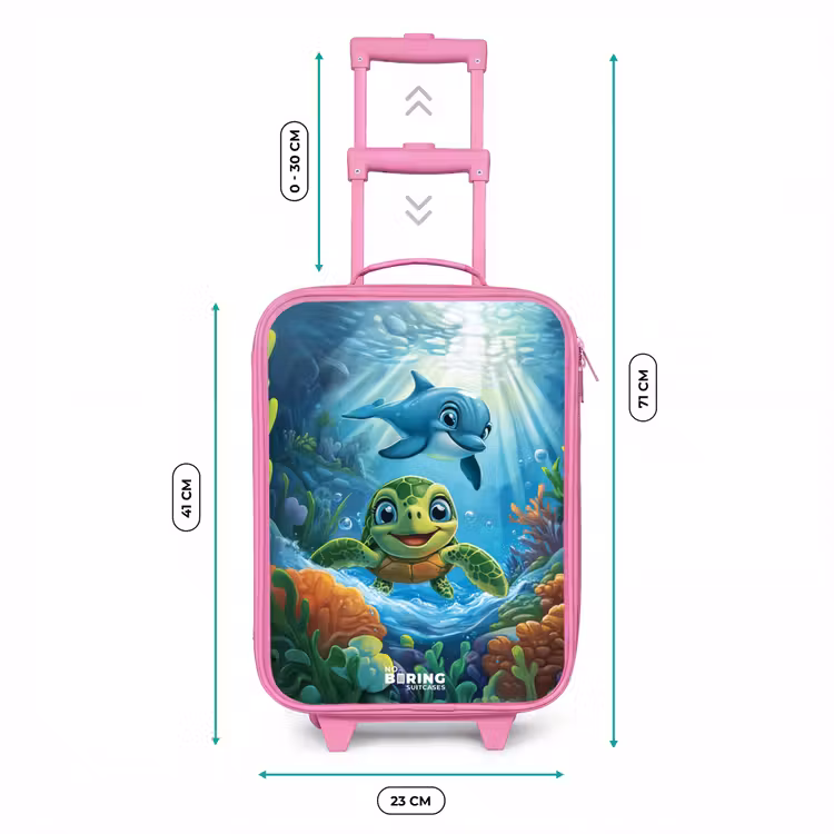 Kinderkoffer Rosa - Schildkröte und Delfin im blauen Ozean — 7