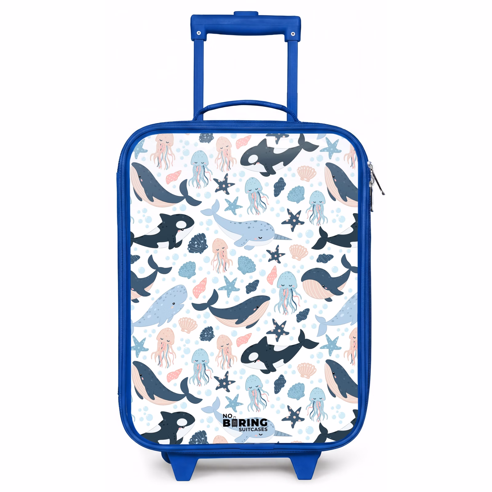 Kinderkoffer Blau - Seetiermuster mit Walen, Quallen und Orcas — 1