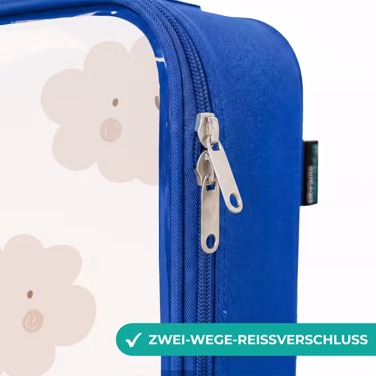 Kinderkoffer Blau - Fröhliche Wolken mit Gesichtern auf cremefarbenem Hintergrund — 5