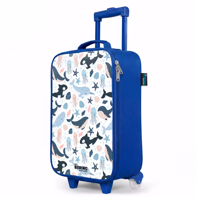 Kinderkoffer Blau - Seetiermuster mit Walen, Quallen und Orcas — 8