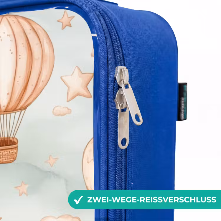 Kinderkoffer Blau - Vintage Heißluftballons in Sepia mit Wolken und Sternen — 5
