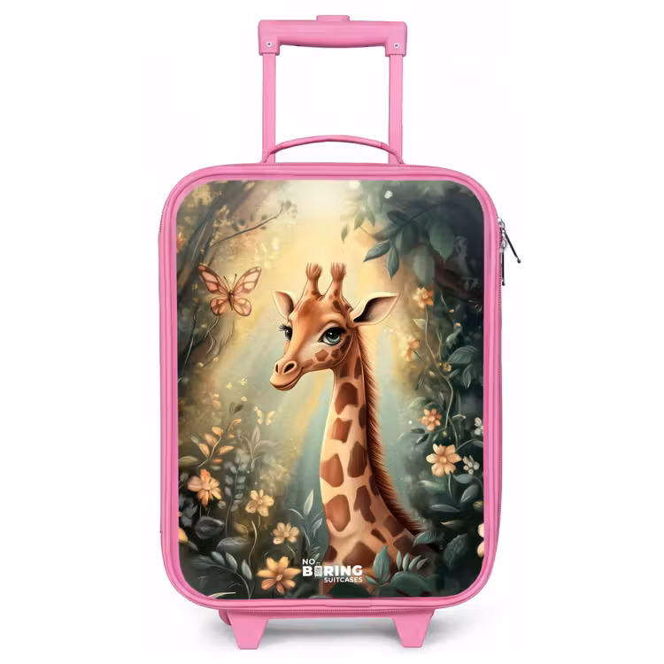 Kinderkoffer Rosa - Junge Giraffe zwischen Blumen im sonnigen Wald — 1