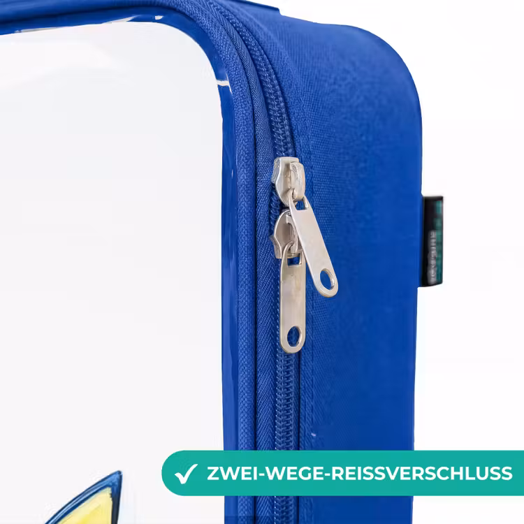 Kinderkoffer Blau - Blauer Fisch mit gelben Flossen und glücklichem Blick — 5