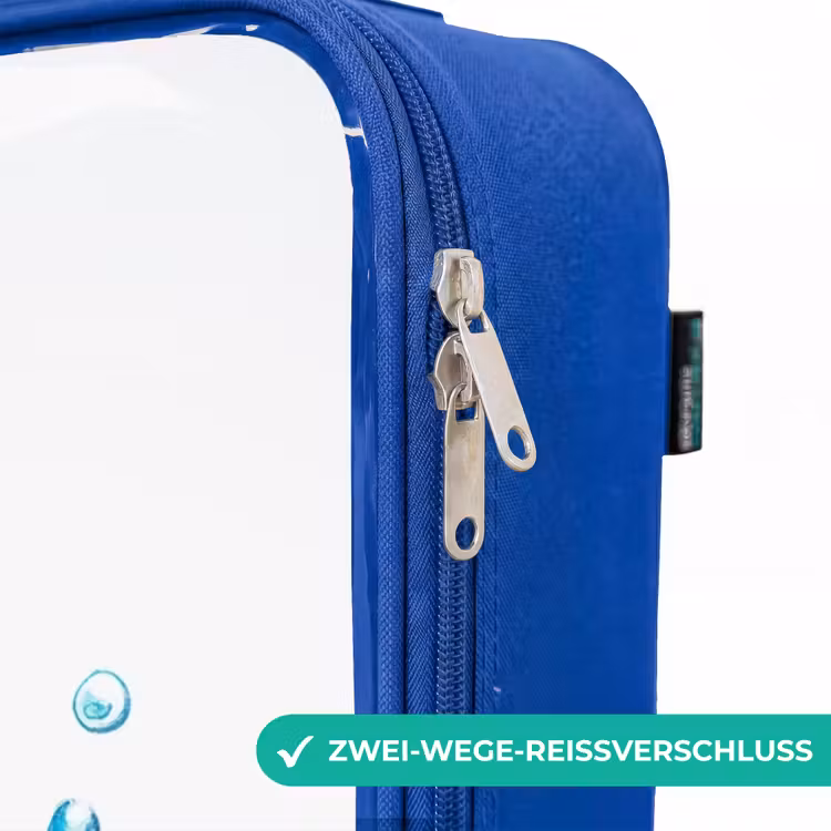 Kinderkoffer Blau - Blaues Seepferdchen mit großen Augen und Blasen — 5