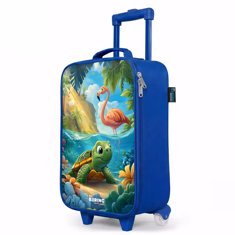 Kinderkoffer Blau - Schildkröte in tropischem Wasser mit Flamingo — 8