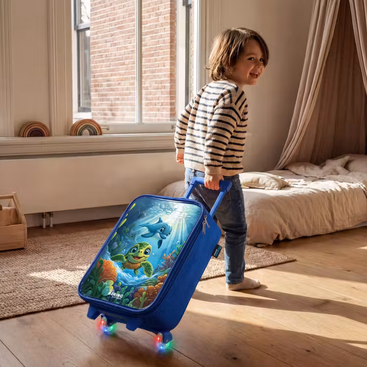 Kinderkoffer Blau - Schildkröte und Delfin im blauen Ozean — 2