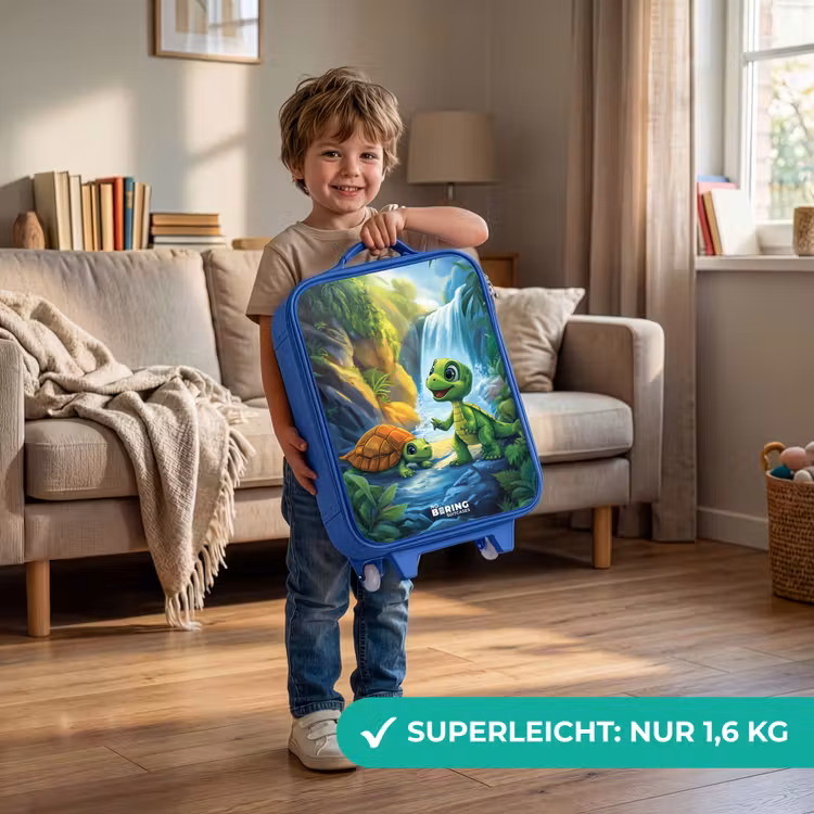 Kinderkoffer Blau - Schildkröte und Dino am Wasserfall im tropischen Wald — 3