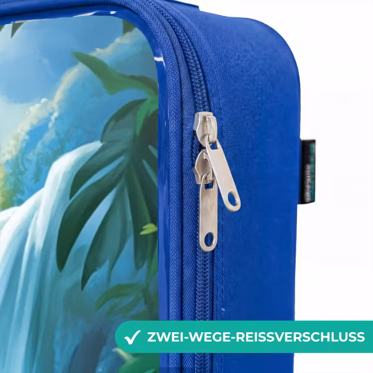 Kinderkoffer Blau - Schildkröte und Dino am Wasserfall im tropischen Wald — 5