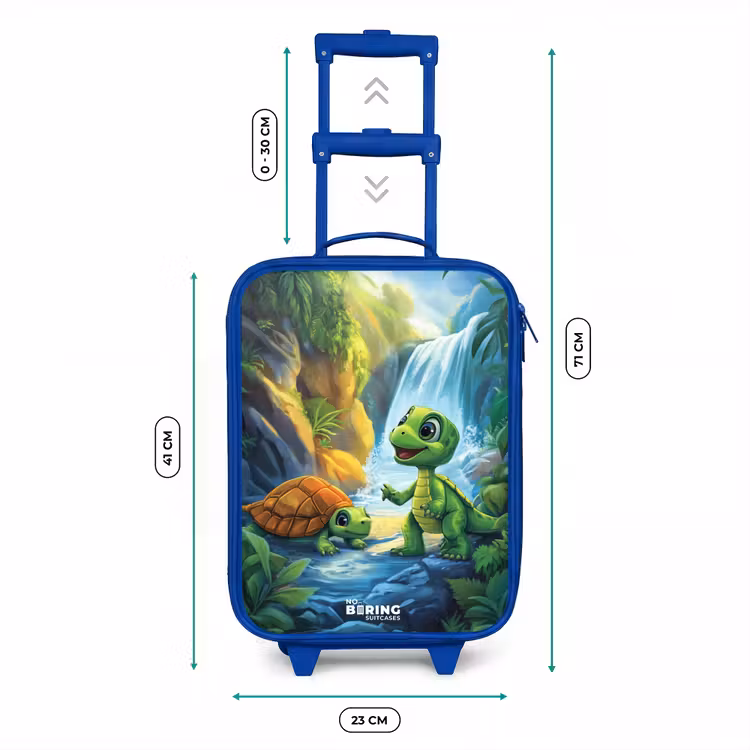 Kinderkoffer Blau - Schildkröte und Dino am Wasserfall im tropischen Wald — 7