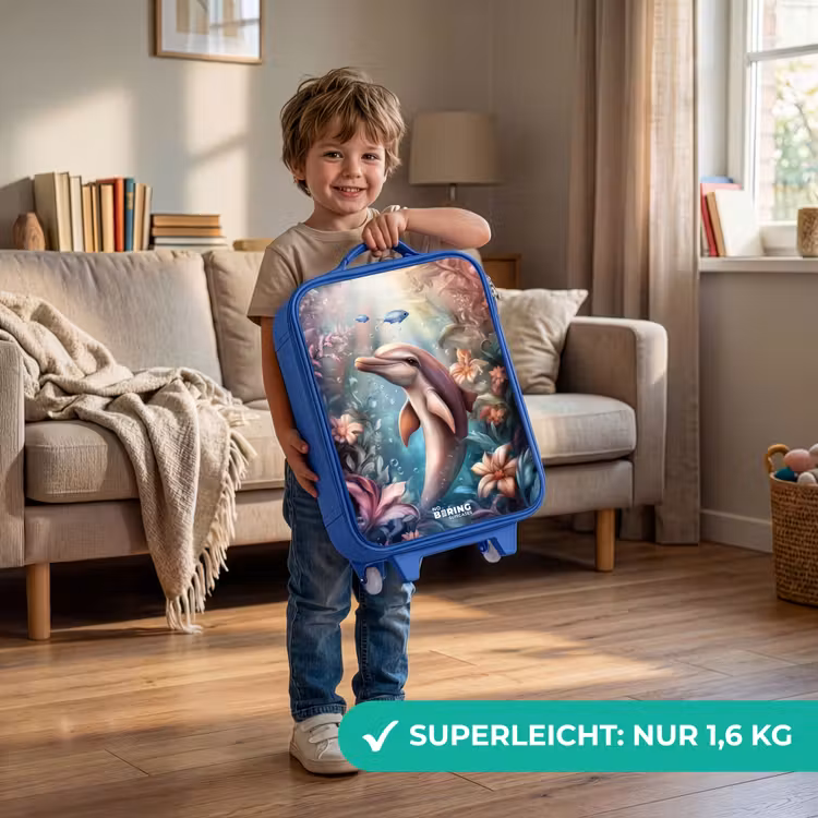 Kinderkoffer Blau - Delfin und Fisch in der Unterwasserblumenwelt — 3