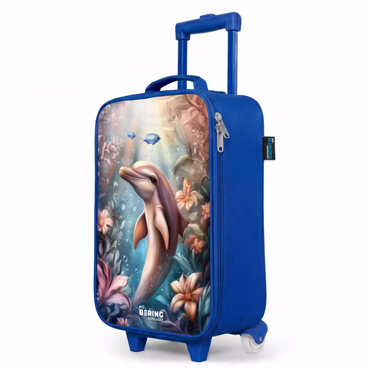 Kinderkoffer Blau - Delfin und Fisch in der Unterwasserblumenwelt — 8