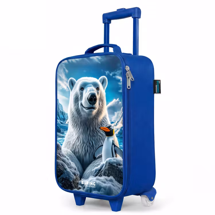 Kinderkoffer Blau - Eisbär und Pinguin in verschneiter Berglandschaft — 8