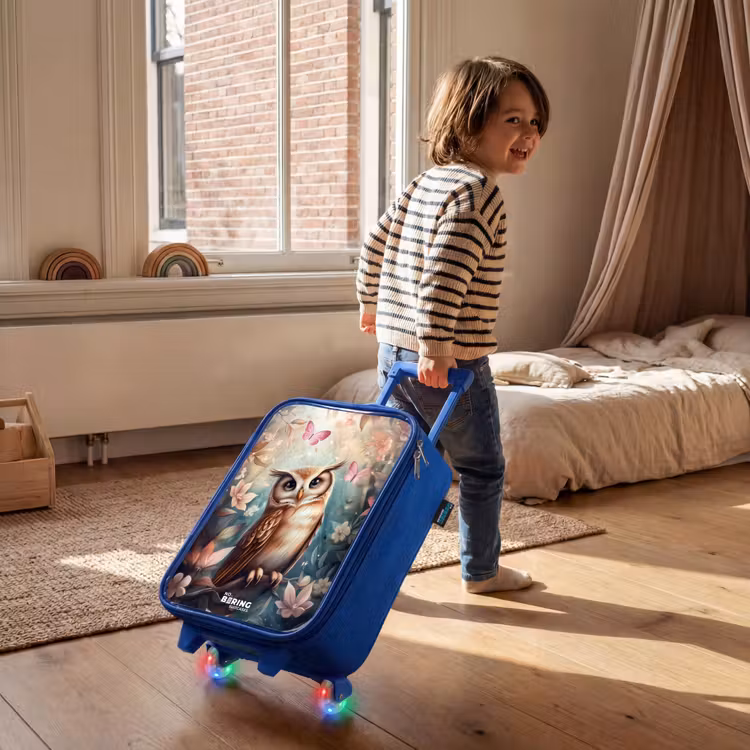 Kinderkoffer Blau - Eule mit Schmetterlingen im mystischen Wald — 2
