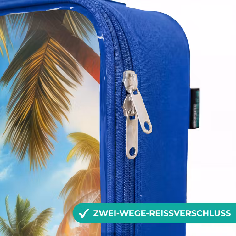 Kinderkoffer Blau - Flamingo und Schildkröte am tropischen Strand — 5