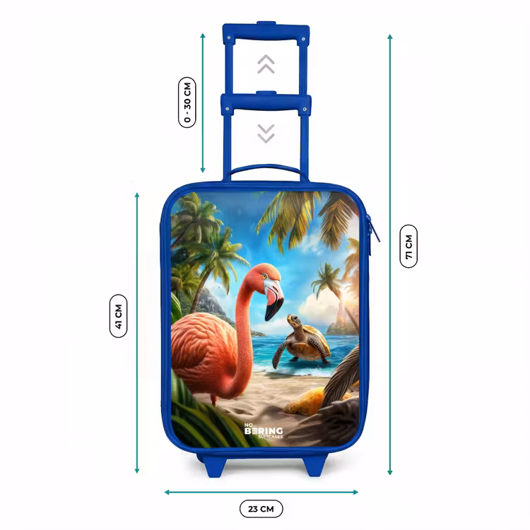 Kinderkoffer Blau - Flamingo und Schildkröte am tropischen Strand — 7