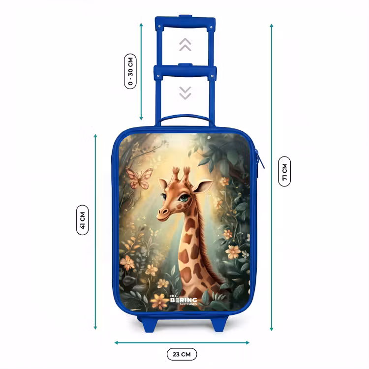 Kinderkoffer Blau - Junge Giraffe zwischen Blumen im sonnigen Wald — 7