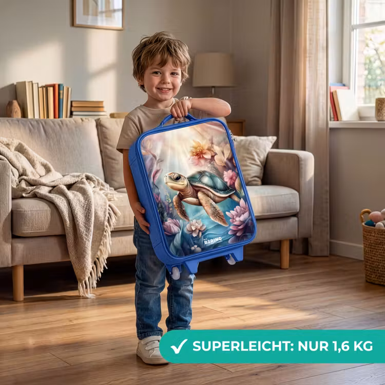 Kinderkoffer Blau - Meeresschildkröte zwischen Unterwasserblumen — 3