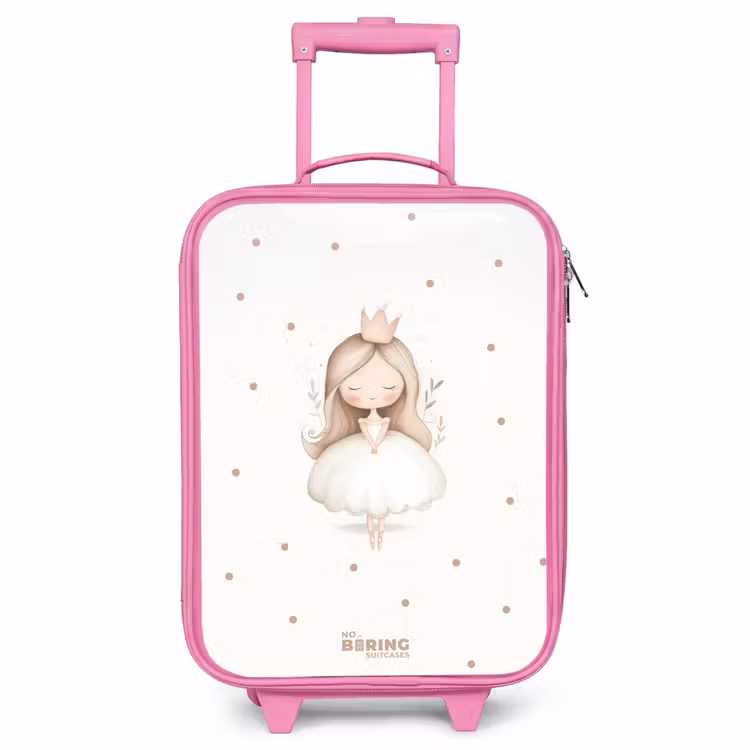 Kinderkoffer Rosa - Ballerina Prinzessin zwischen beigen Tupfen — 1