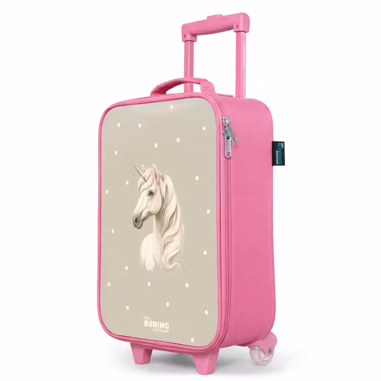 Kinderkoffer Rosa - Einhorn umgeben von Polka Dots in neutralen Farben — 8
