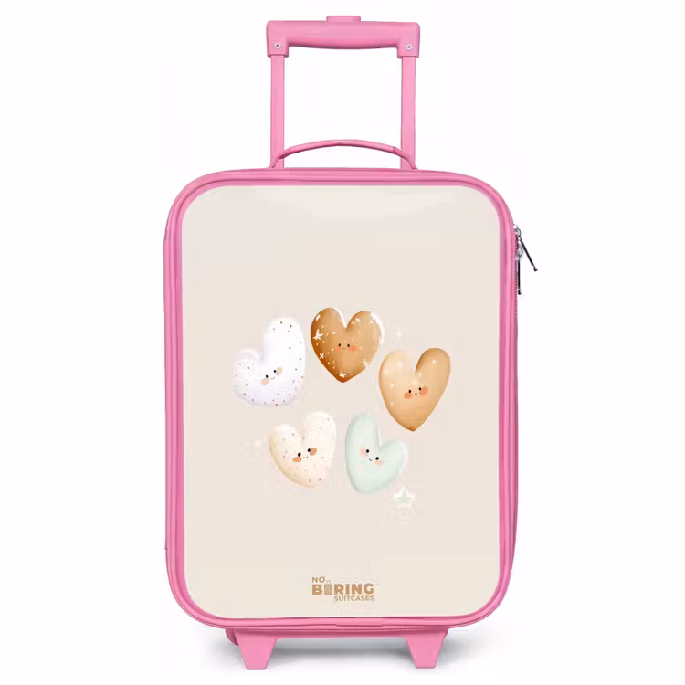 Kinderkoffer Rosa - Herzen in sanften Beigetönen — 1