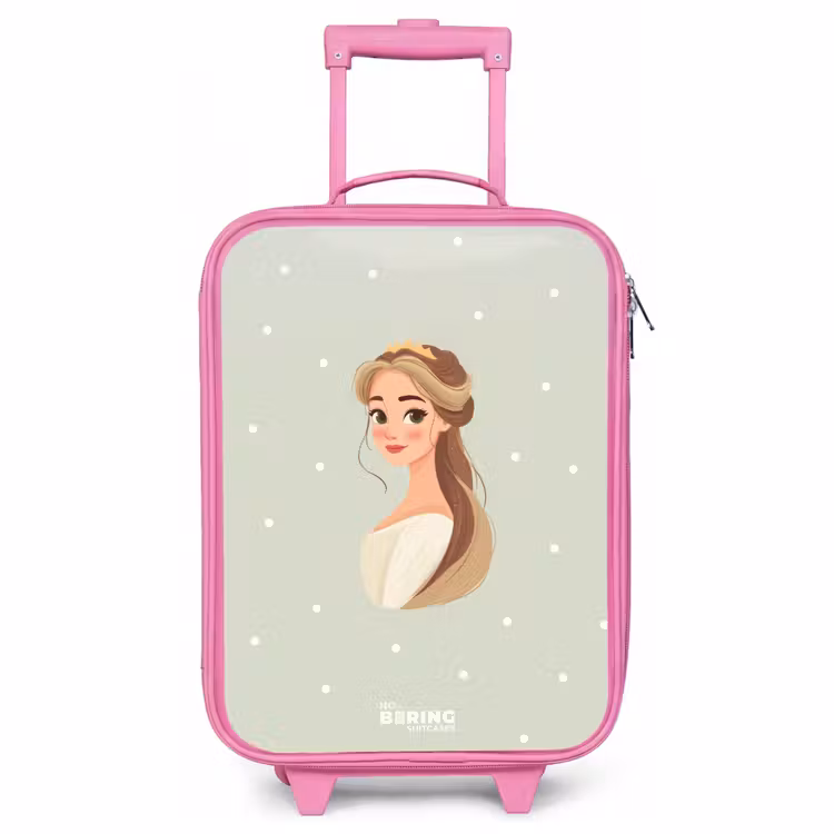 Kinderkoffer Rosa - Prinzessin mit Diadem auf grünem Tupfenhintergrund — 1