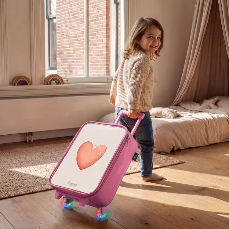 Kinderkoffer Rosa - Rotes Herz auf beigem Hintergrund — 2