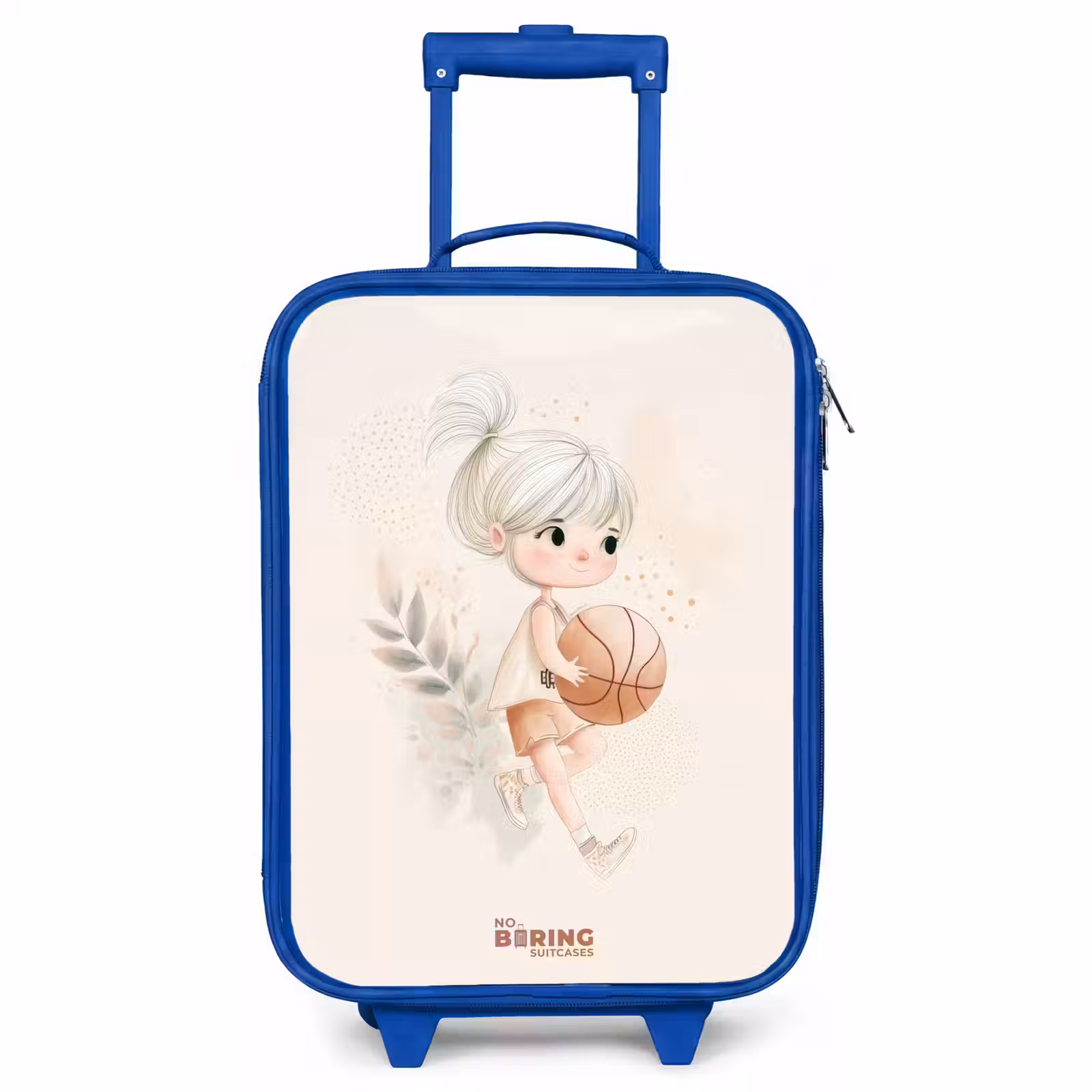 Kinderkoffer Blau - Mädchen mit einem Basketball in neutralen Farben. — 1