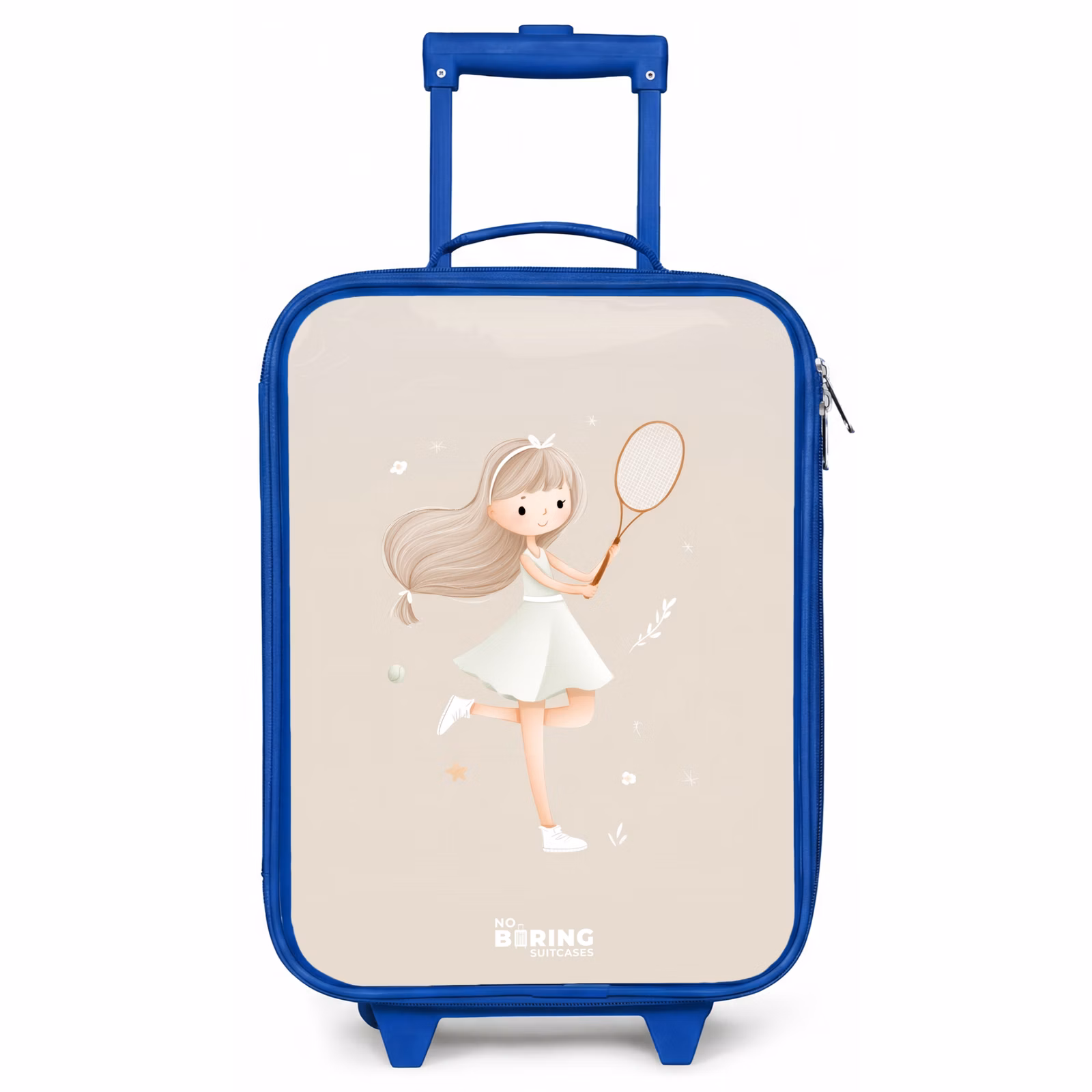 Kinderkoffer Blau - Mädchen spielt Tennis in beigen Farben — 1