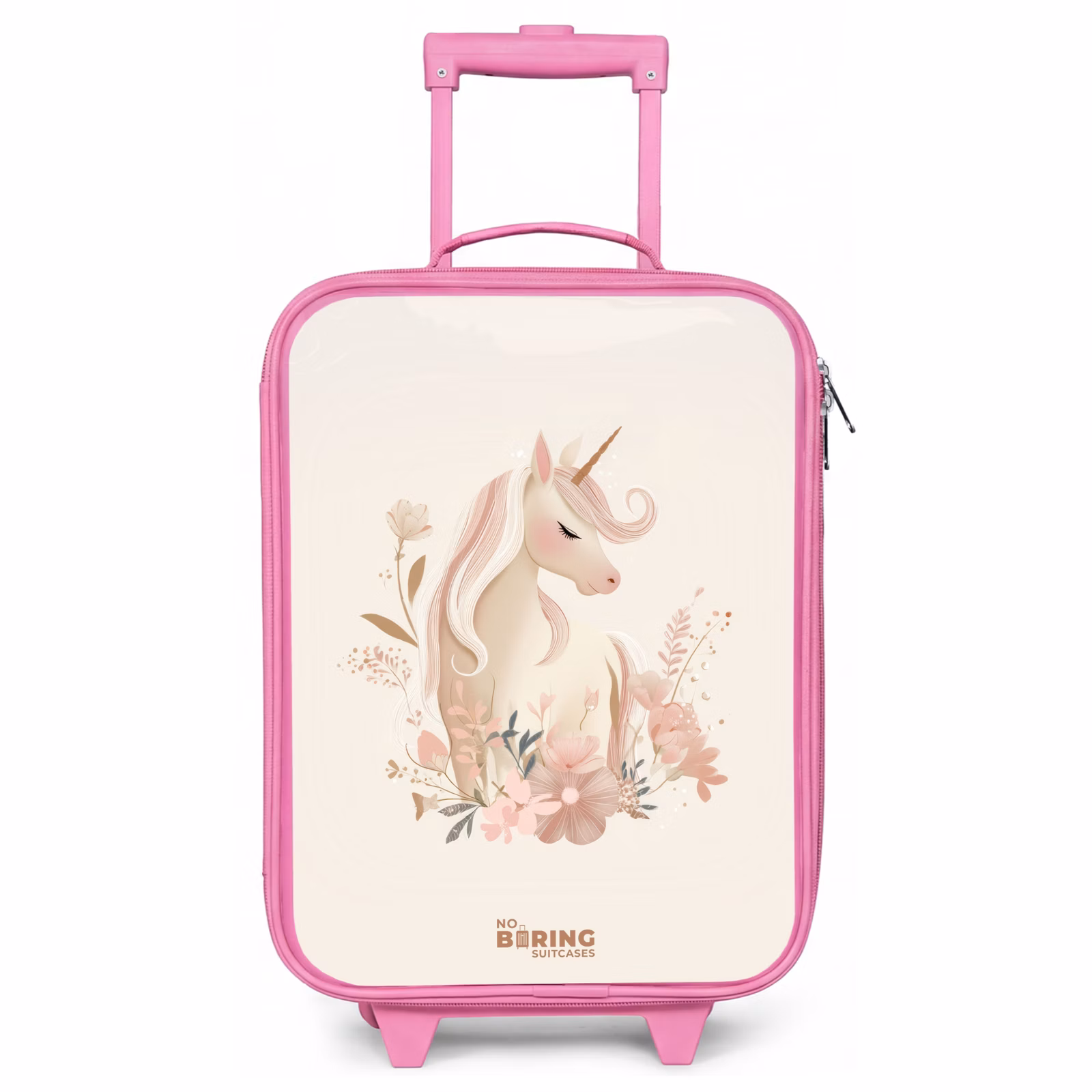 Kinderkoffer Rosa - Einhorn zwischen Blumen in rosa Pastellfarben — 1