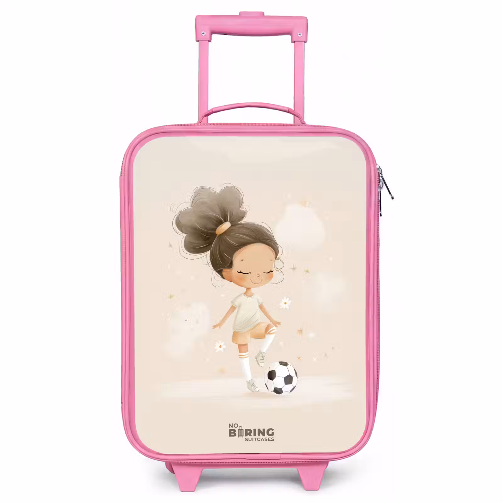 Kinderkoffer Rosa - Mädchen mit einem Fußball in beigen Farben — 1
