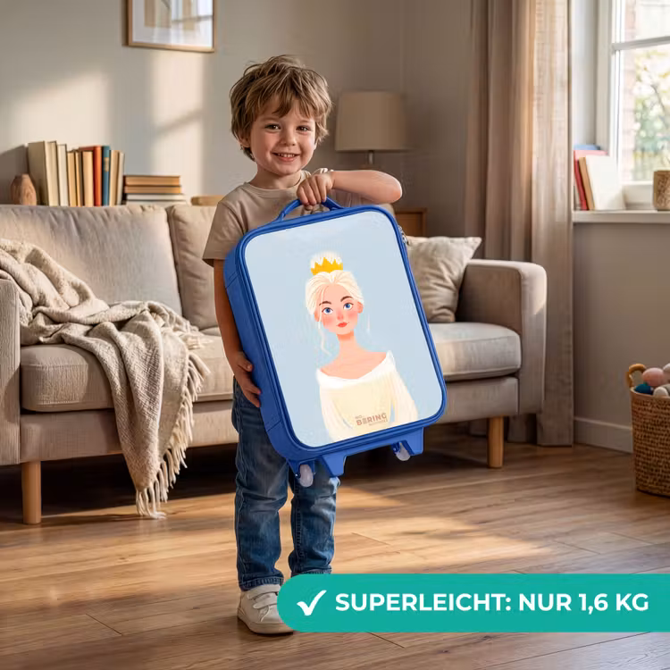 Kinderkoffer Blau - Prinzessin mit goldener Krone - Blau — 3
