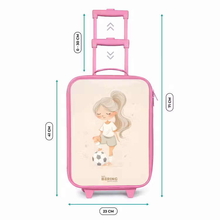 Kinderkoffer Rosa - Mädchen mit einem Fußball in beigen Farben — 7
