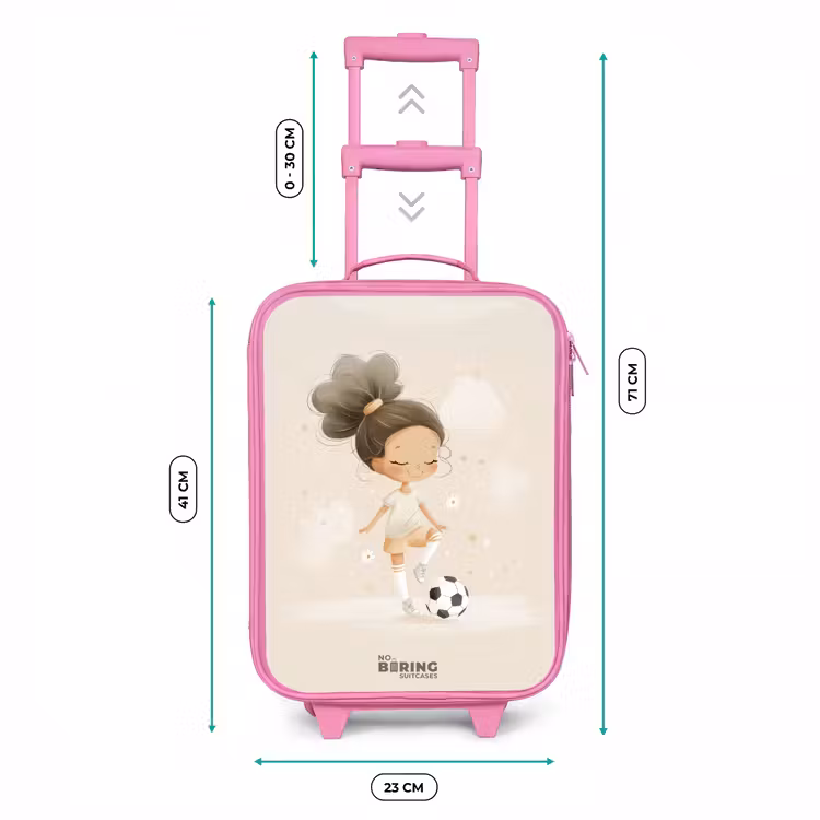 Kinderkoffer Rosa - Mädchen mit einem Fußball in beigen Farben — 7