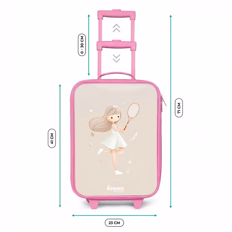 Kinderkoffer Rosa - Mädchen spielt Tennis in beigen Farben — 7