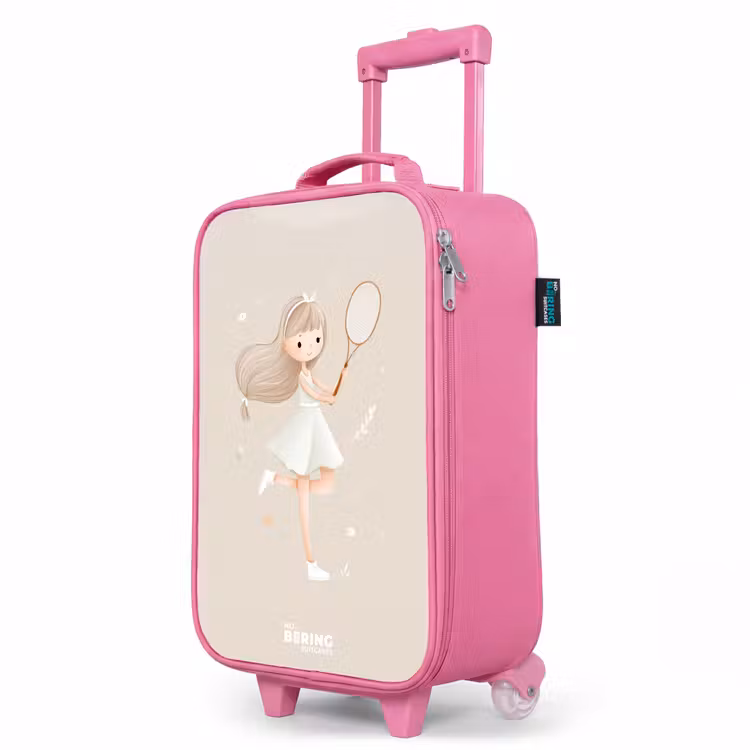 Kinderkoffer Rosa - Mädchen spielt Tennis in beigen Farben — 8