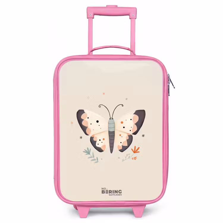 Kinderkoffer Rosa - Schmetterling in neutralen Pastellfarben — 1