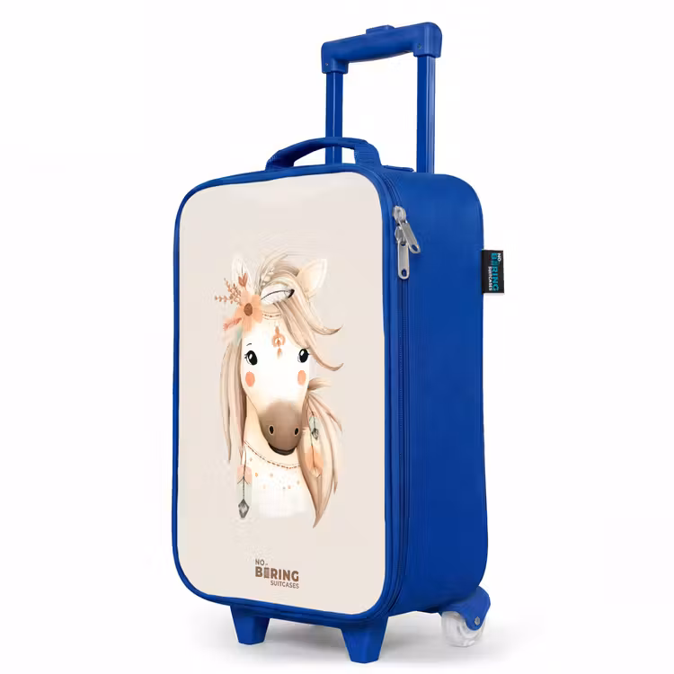 Kinderkoffer Blau - Böhmisches Pferd in Pastellfarben — 8
