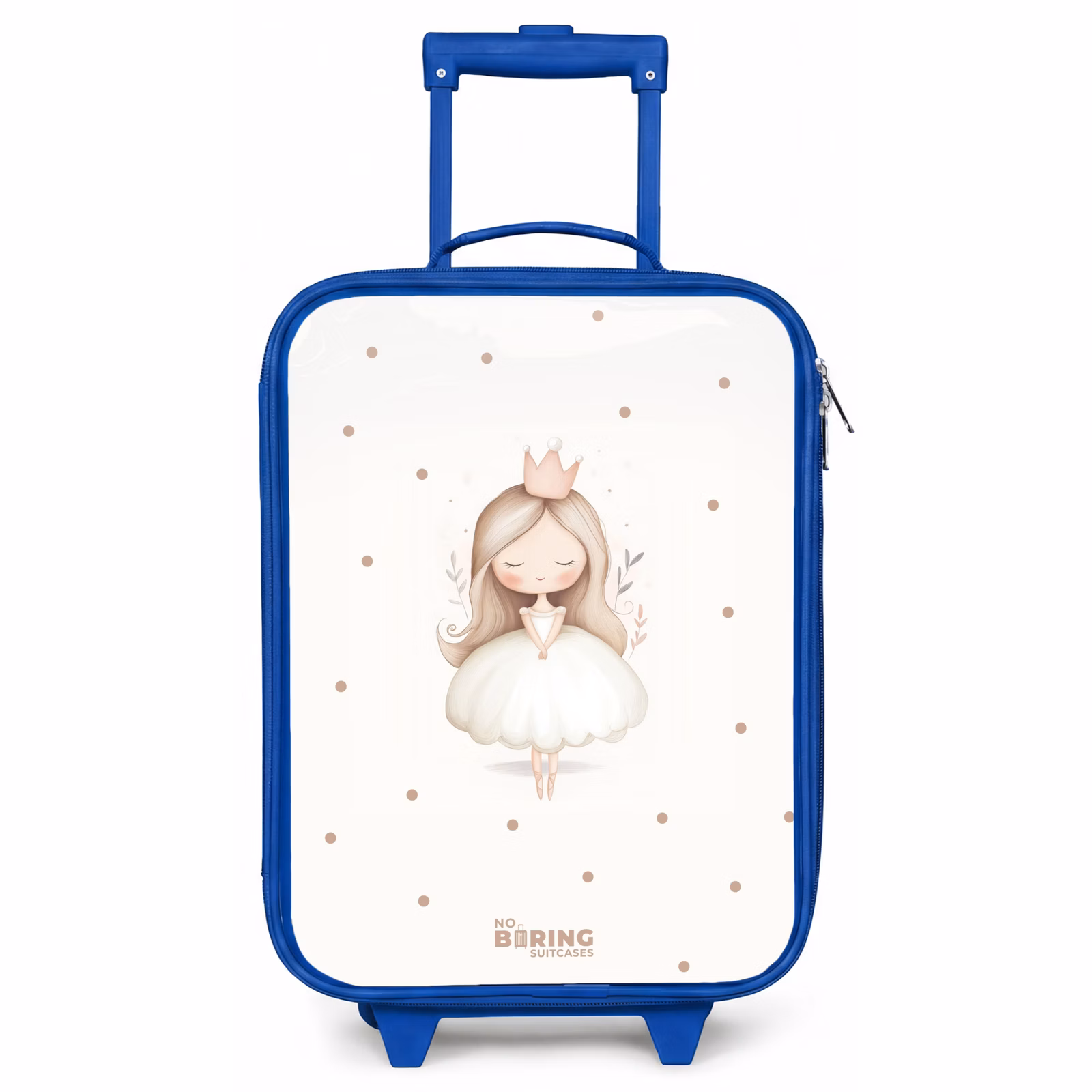Kinderkoffer Blau - Ballerina Prinzessin zwischen beigen Tupfen — 1