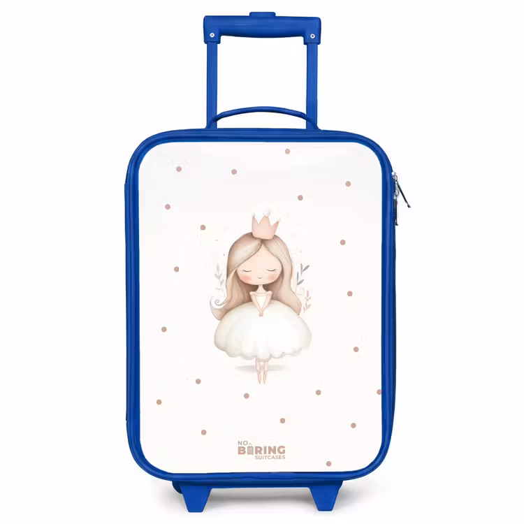 Kinderkoffer Blau - Ballerina Prinzessin zwischen beigen Tupfen — 1