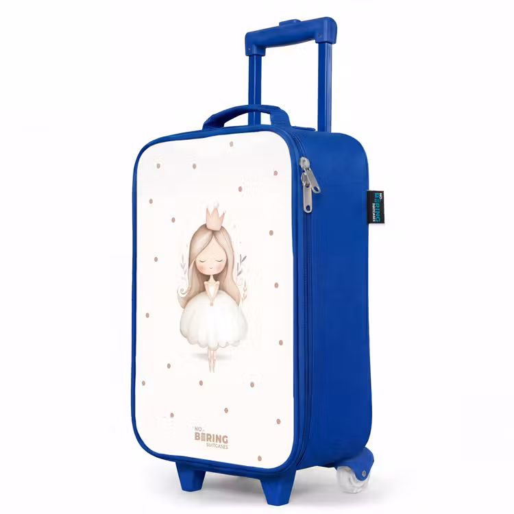 Kinderkoffer Blau - Ballerina Prinzessin zwischen beigen Tupfen — 8
