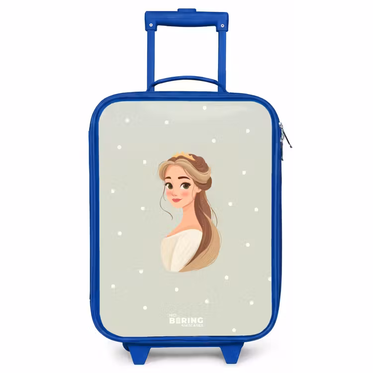 Kinderkoffer Blau - Prinzessin mit Diadem auf grünem Tupfenhintergrund — 1