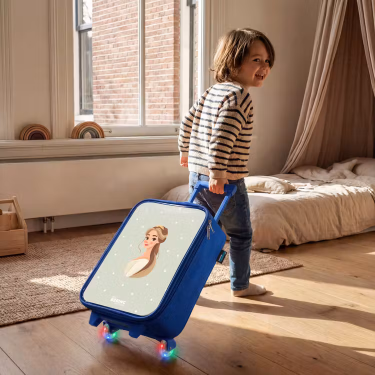 Kinderkoffer Blau - Prinzessin mit Diadem auf grünem Tupfenhintergrund — 2